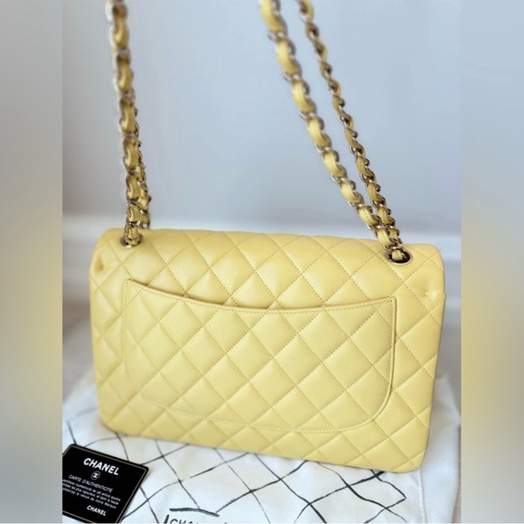 $12,200 CHANEL Classic Yellow Caviar Jumbo Double Flap Bag - Picture 4 of 16